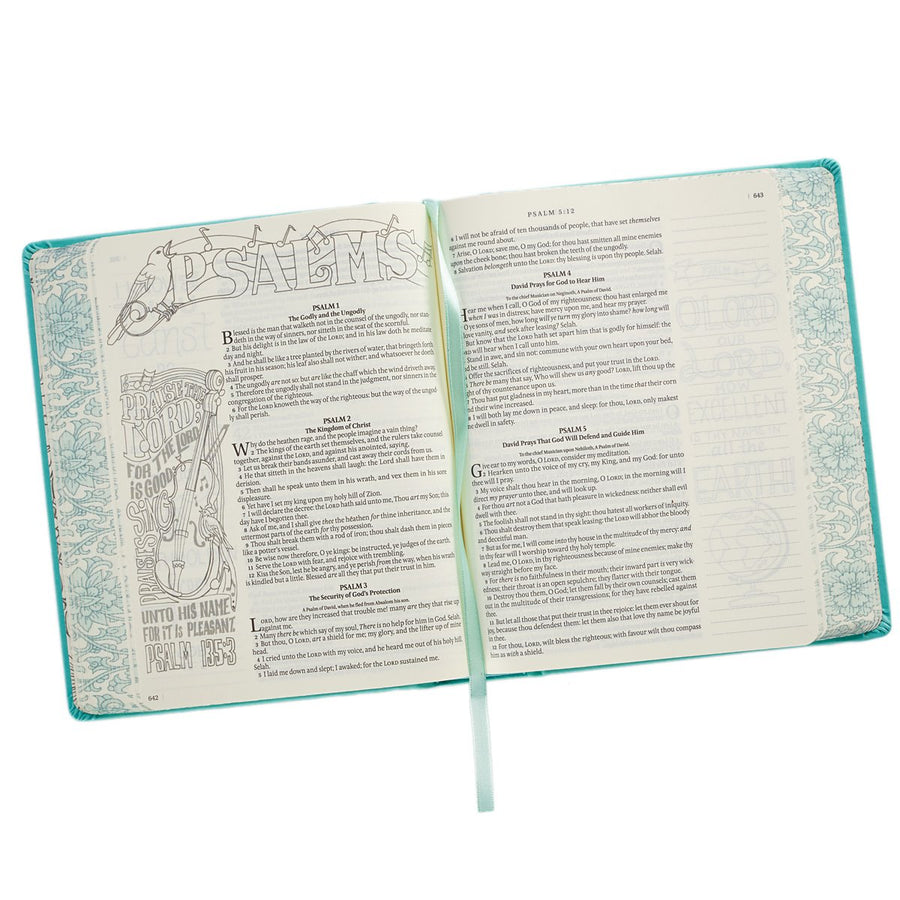 Personalized KJV My Creative Bible Journaling LuxLeather Hardcover Teal