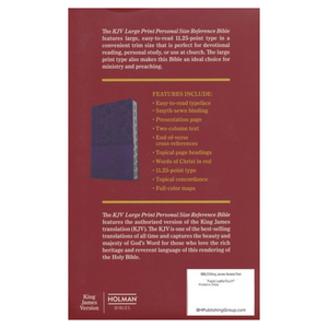 Personalized KJV Large Print Personal Size Reference Bible Purple Leathertouch Red Letter