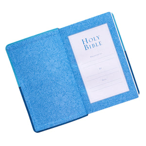 Personalized KJV Giant Print Bible Two-Tone Blue Faux Leather w/Ribbon Marker King James Version
