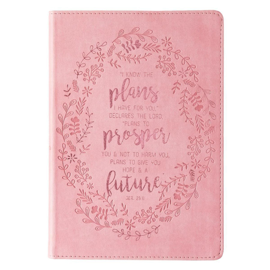 I Know the Plans Jeremiah 29:11 Pink Slimline Faux Leather Journal