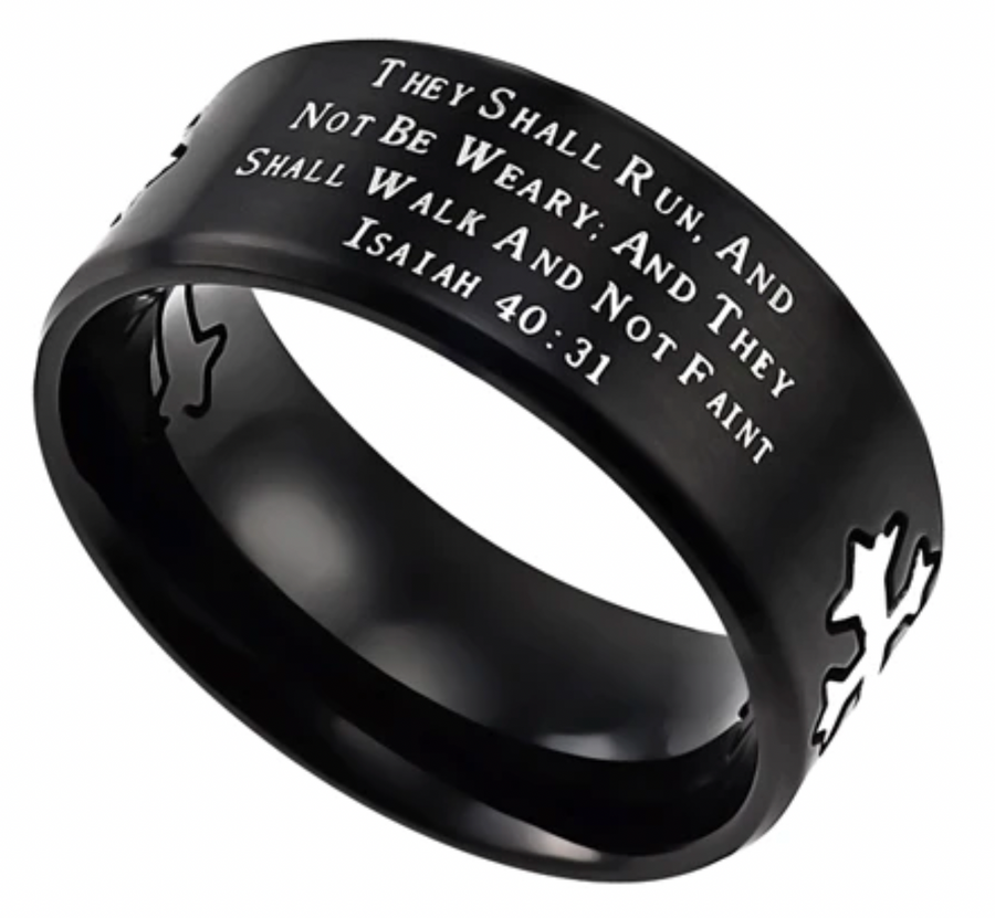They That Wait Upon The Lord Isaiah 40:31 - Men's Black Neo Ring