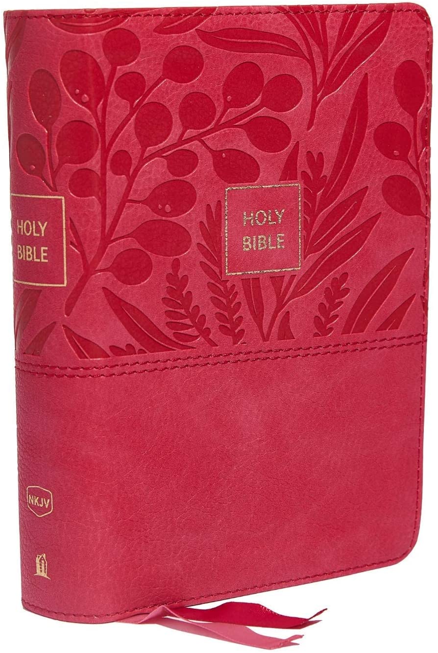 Personalized NKJV COMPACT End-of-Verse Reference Bible Leathersoft Pink