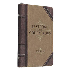Personalized Strong and Courageous Antiqued Zippered Classic LuxLeather Journal