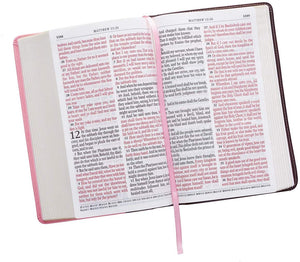 Personalized KJV Holy Bible Giant Print Standard Bible Pink and Brown Faux Leather w/Ribbon Marker