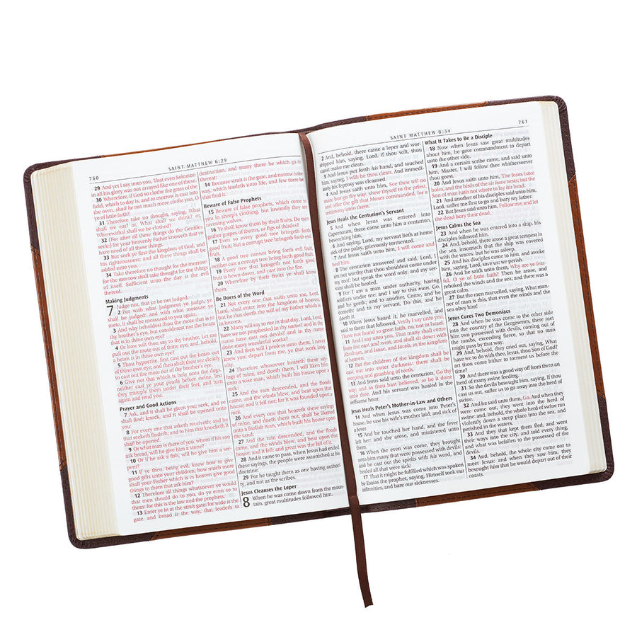 Personalized Custom Text Your Name KJV Brown Portfolio Design Bible Large Print Thinline LuxLeather King James Version