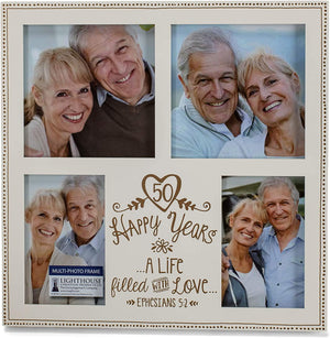 50th Anniversary Ephesians 5:2 White Wood 4 Collage Picture Frame