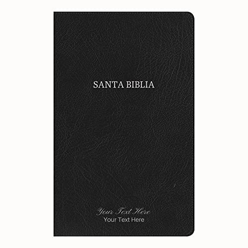 Personalized Custom Text Your Name RVR 1960 Biblia Ultrafina, Negro piel fabricada (Spanish Edition)