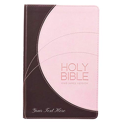 Personalized Bible KJV Gift Edition Standard Size LuxLeather 2-Tone Pink/Brown King James Version
