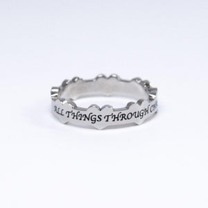 All Things Through Christ Philippians 4:13 Heart Woman's Ring