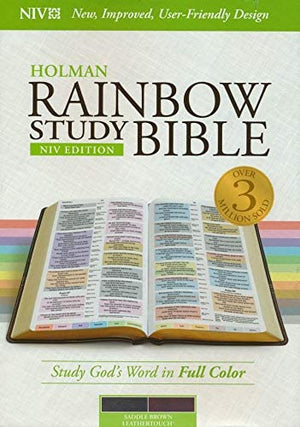 Personalized NIV Rainbow Study Bible Saddle Brown LeatherTouch