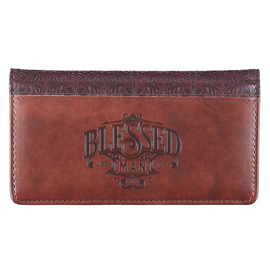 Blessed Man Jeremiah 17:7 Two-tone Brown Faux Leather Checkbook Cover