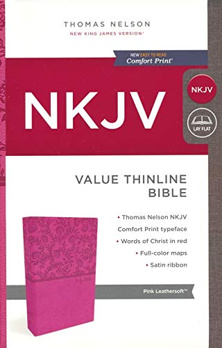 Personalized Custom Text Your Name NKJV Value Thinline Holy Bible Pink Leathersoft Red Letter Edition New King James Version