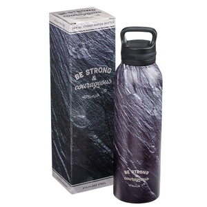 Strong & Courageous Joshua 1:9 Black Stone Stainless Steel Water Bottle