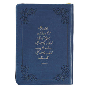 Personalized Be Still and Know Psalm 46:10 Faux Leather Zippered Journal