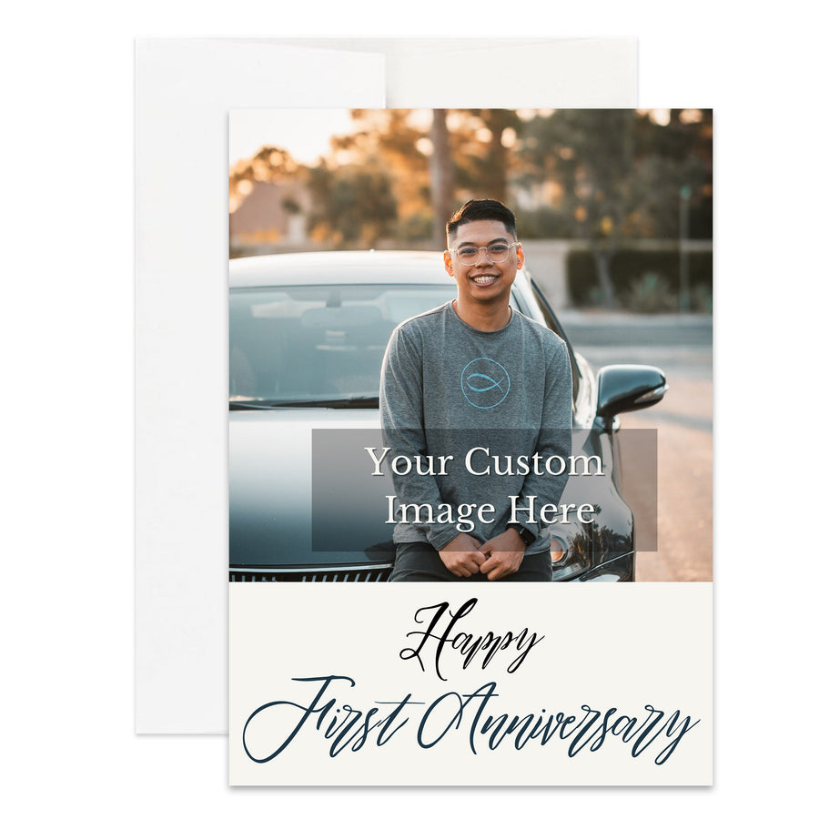 Personalized Anniversary Card for Wife Husband Custom Your Photo Image Upload Your Text Greeting Card