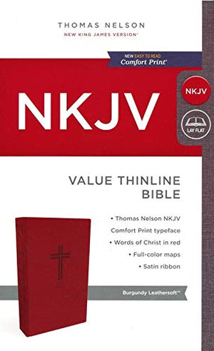 Personalized Custom Text Your Name NKJV Value Thinline Holy Bible Burgundy Leathersoft Red Letter Edition New King James Version