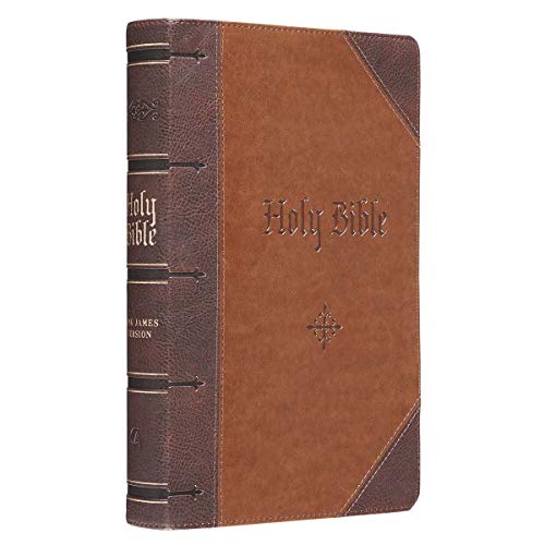 Personalized KJV Holy Bible Giant Print Full-Size Two-Tone Brown Faux Leather