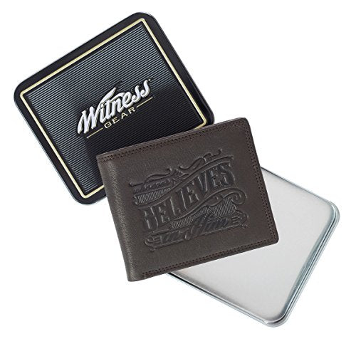 Whoever Believes Brown Leather Wallet In Tin Gift Box