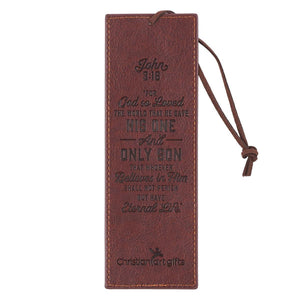 John 3:16 Two-Tone Brown Faux Leather Bookmark