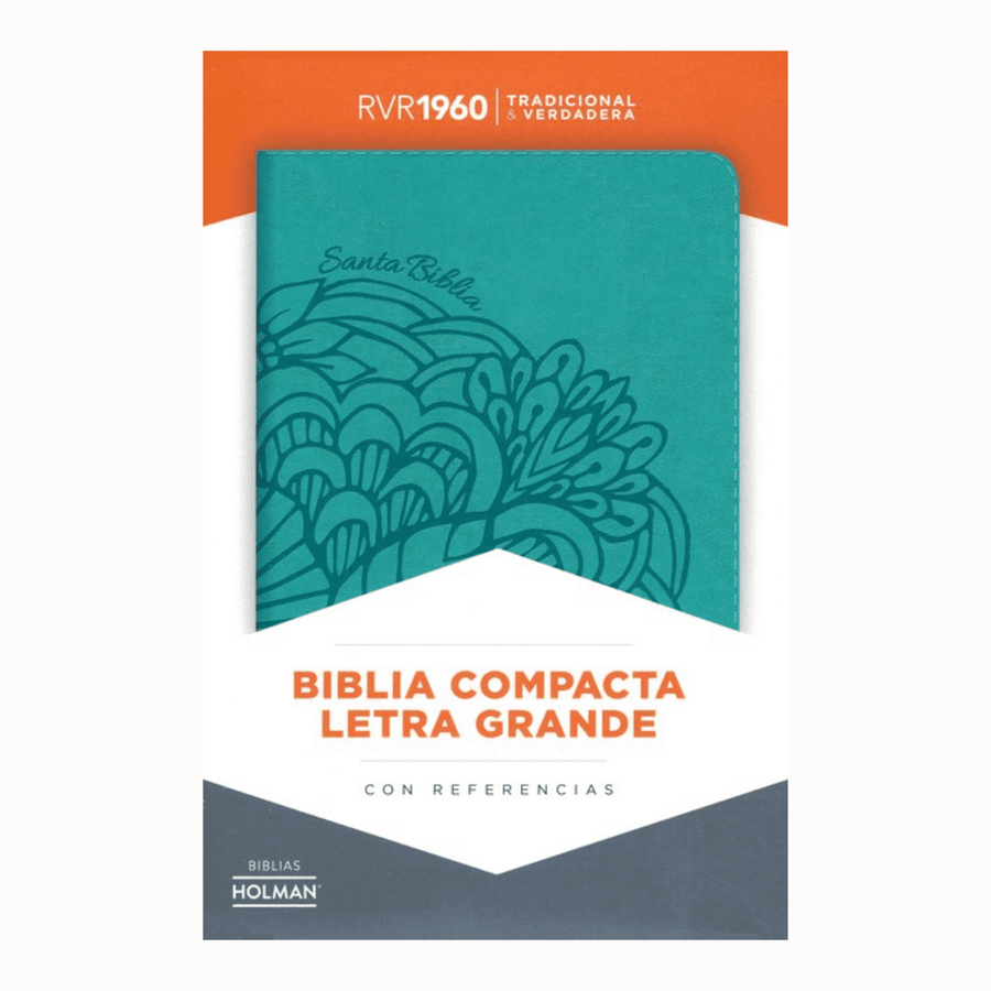 Personalized Custom Text Your Name Biblia Compacta Letra Gde. RVR 1960 Piel Imit. Aqua (RVR 1960 LGE.Print Compact Bible Leathertouch Teal)